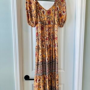 Knox Rose Orange Puff Sleeve Maxi Dress